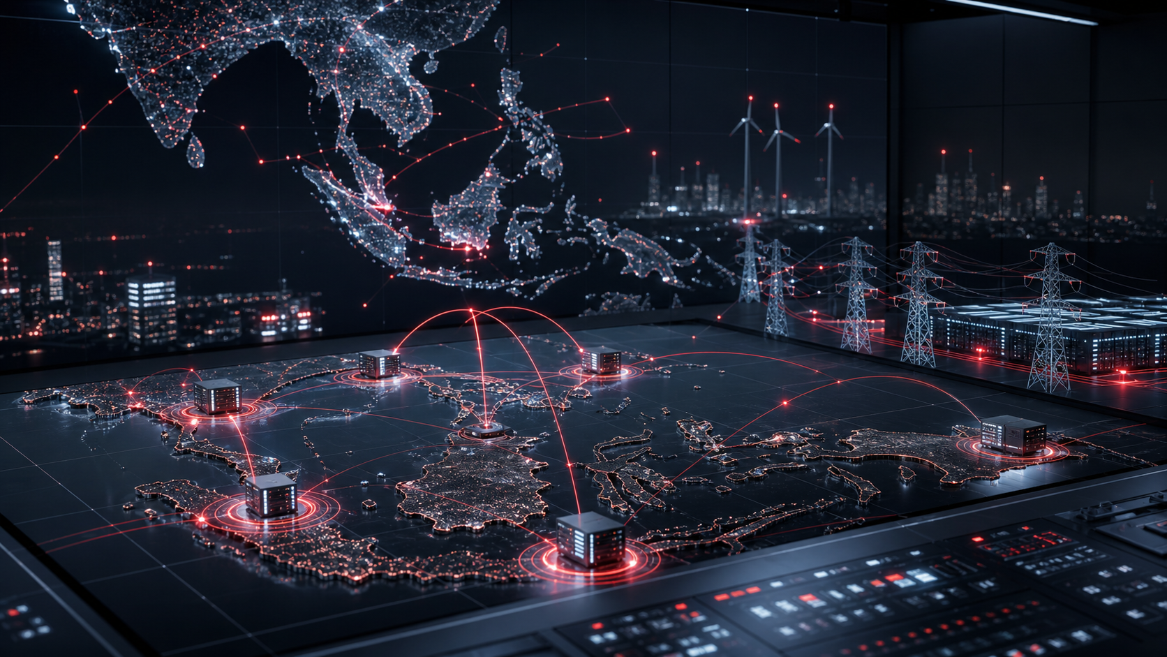 Regional data center and energy network visualization across Southeast Asia